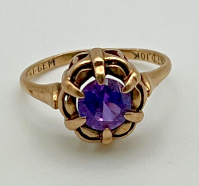 10k Gold Amethyst Ring Vari-Gem Gr. 6,5