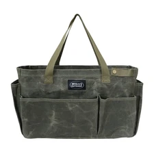Portable Garden Camping Tool Storage Bag,Waxed Canvas Firewood Carrier Tote b...