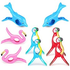 8 Pcs Beach Towel Clips, Beach Chair Clips for Towels Flamingo Parrot Clothes...