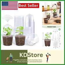 Translucent 4-Inch Nursery Pots with Humidity Domes - 30 Pack for Healthy Plants