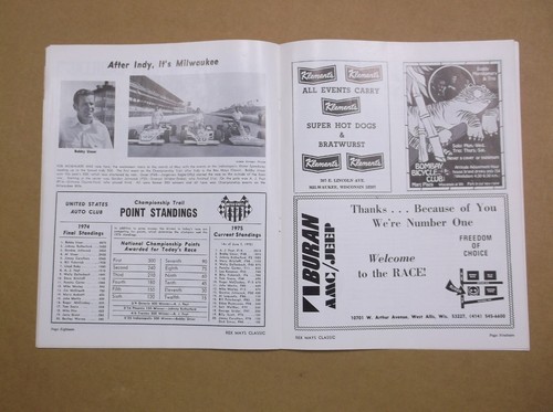 1975 USAC REX MAYS CLASSIC Car Race PROGRAM~Milwaukee~JOHNNY RUTHERFORD~A.J Foyt - Picture 5 of 6