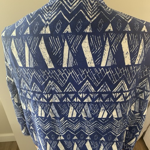 Knox Rose Women's XS/S Duster Cardigan Surfs Up Geometric Print Blue White NWT - Picture 4 of 11