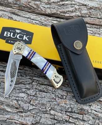 BUCK 112 ** B. YELLOWHORSE CUSTOM MOTHER OF PEARL RED WHITE