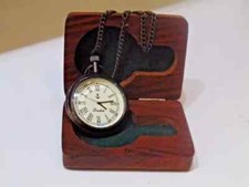 Vintage Pocket Watch Anchor Brass Pocket Watch with Wooden Box Gif 2 Inch