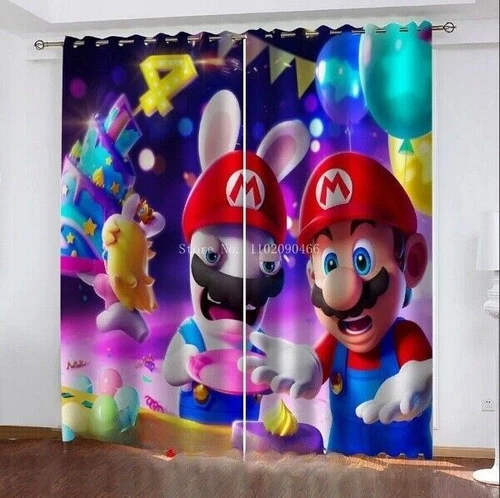 Kids Super Mario 3D Curtains Thick Blackout Curtain Thermal Ring Top Eyelet Gift - Picture 42 of 42