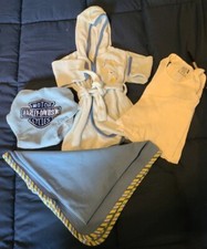 Harley-Davidson Baby Blue Diaper Cover Months New Blanket Robe  Tanks Bundle