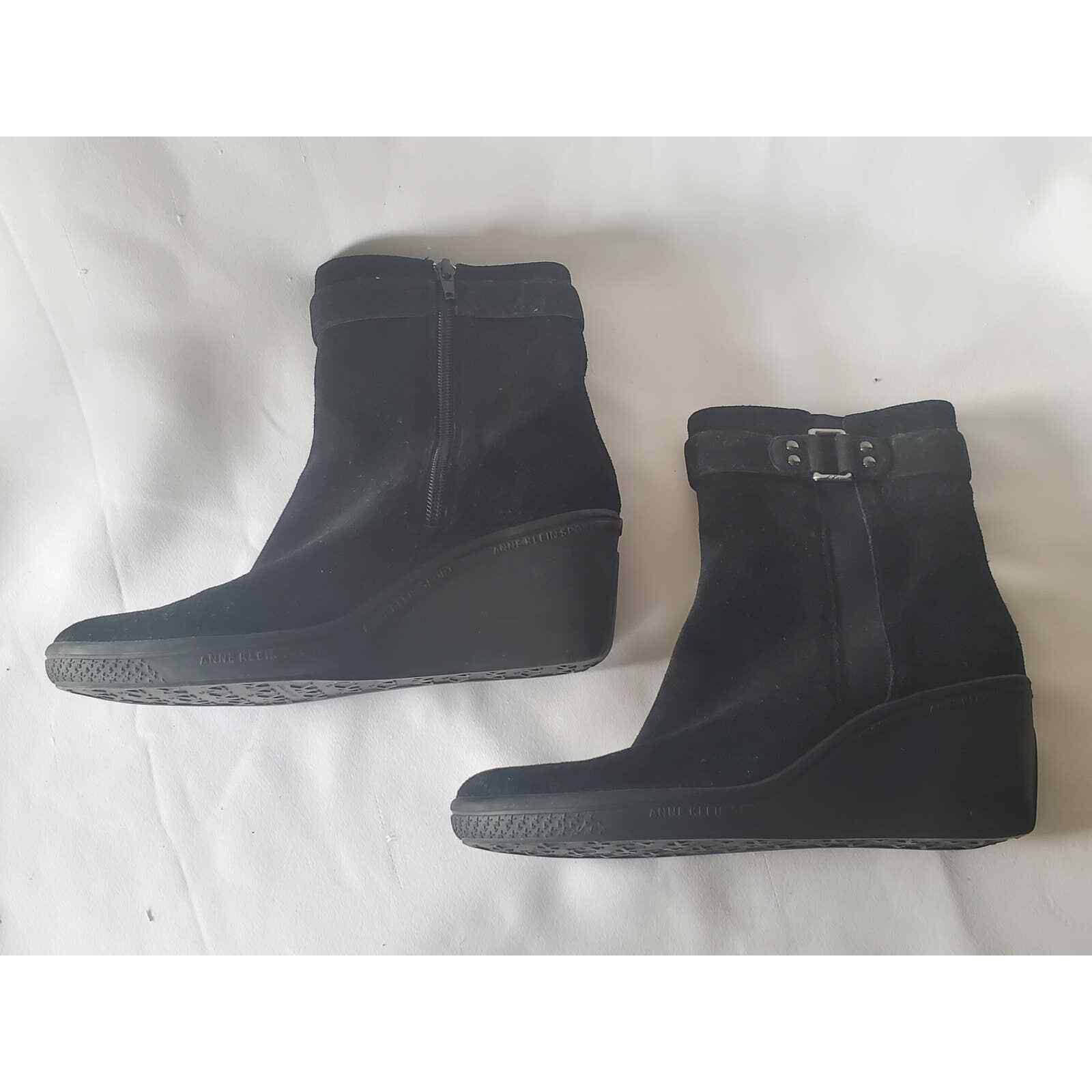 Anne Klein Black Suede Sport Wedge 