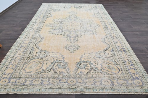 Oushak Turkish Vintage Rug 6x10 Kilim Rug Anatolian Handmade Boho Decor BEIGE