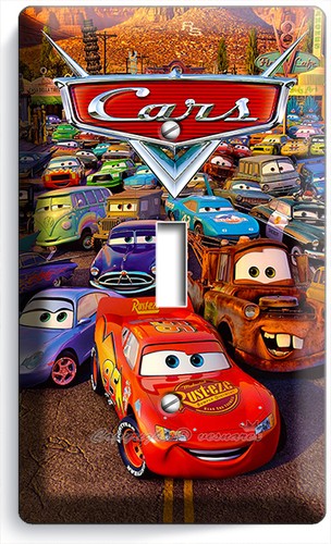 AUTOS 3 LIGHTNING MCQUEEN MATER INTERRUTTORE LUCE USCITA PIASTRA PARETE BAMBINI ARREDAMENTO CAMERA DA LETTO - Foto 3 di 30