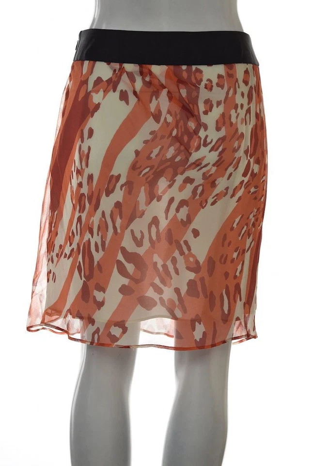 Falda Cynthia Steffe Talla 8 Roja Estampado Animal Línea A Sobre la Rodilla Seda Informal Foto 2 de 4