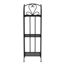 3-Tier Black Metal Decorative Folding Vertical Plant Stand Display