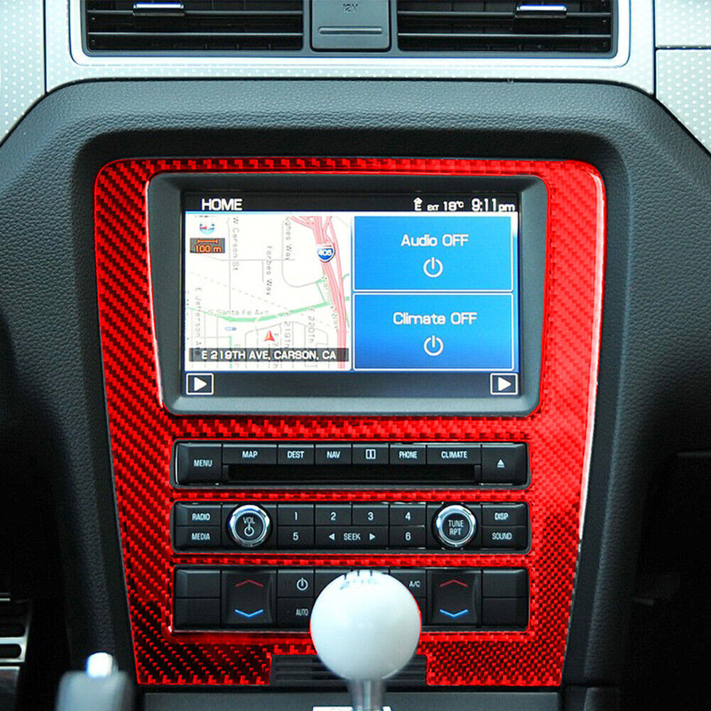 New Red Carbon Center Central GPS Navigation Panel Cover Trim For Ford