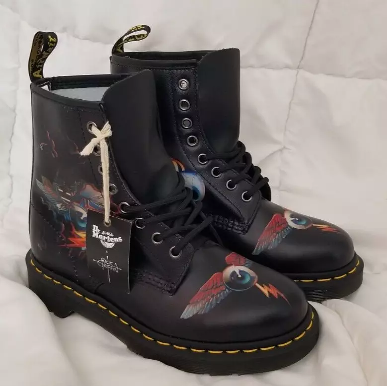 Kleuterschool salami krijgen Rare DR MARTENS Rick Griffin Leather Boots (1460) Hendrix Flying Eye Tattoo  NEW! | eBay