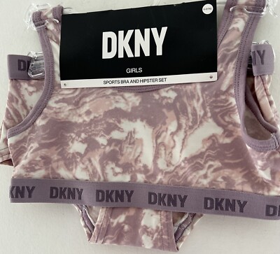 Alter 6-8 Jahre Tie Dyed Flieder Design DKNY Sport BH & Hipster Set 