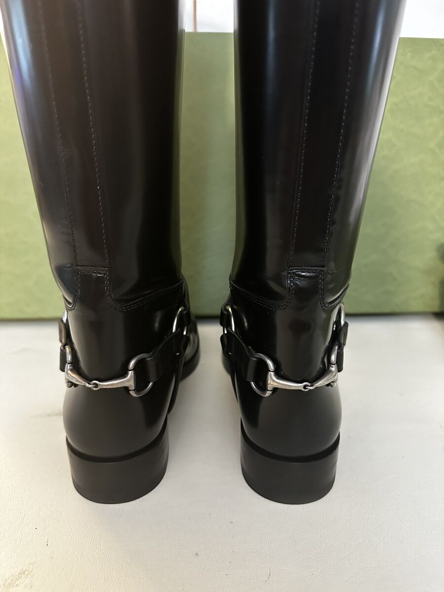 Gucci Women's Riding Boots Cordovan Leather Nero/Amber sz EU Gucci Women's Riding Boots Cordovan Leather Nero/Amber sz EU