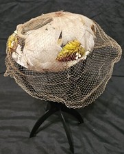 Vintage 1950s/1960s Velvet And Feather Veiled Halo Hat