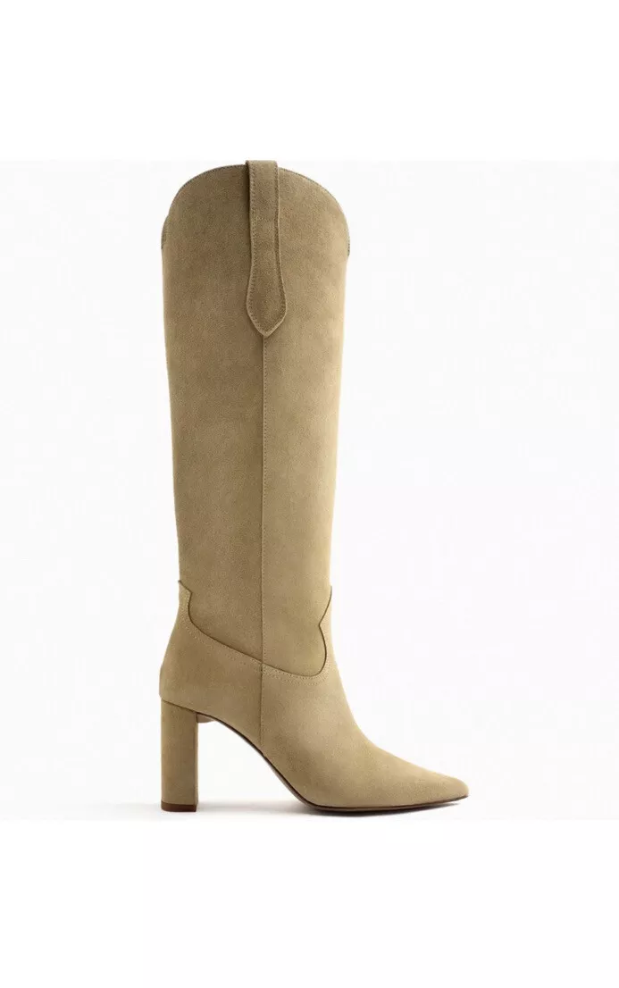 Zara suede knee high clearance boots