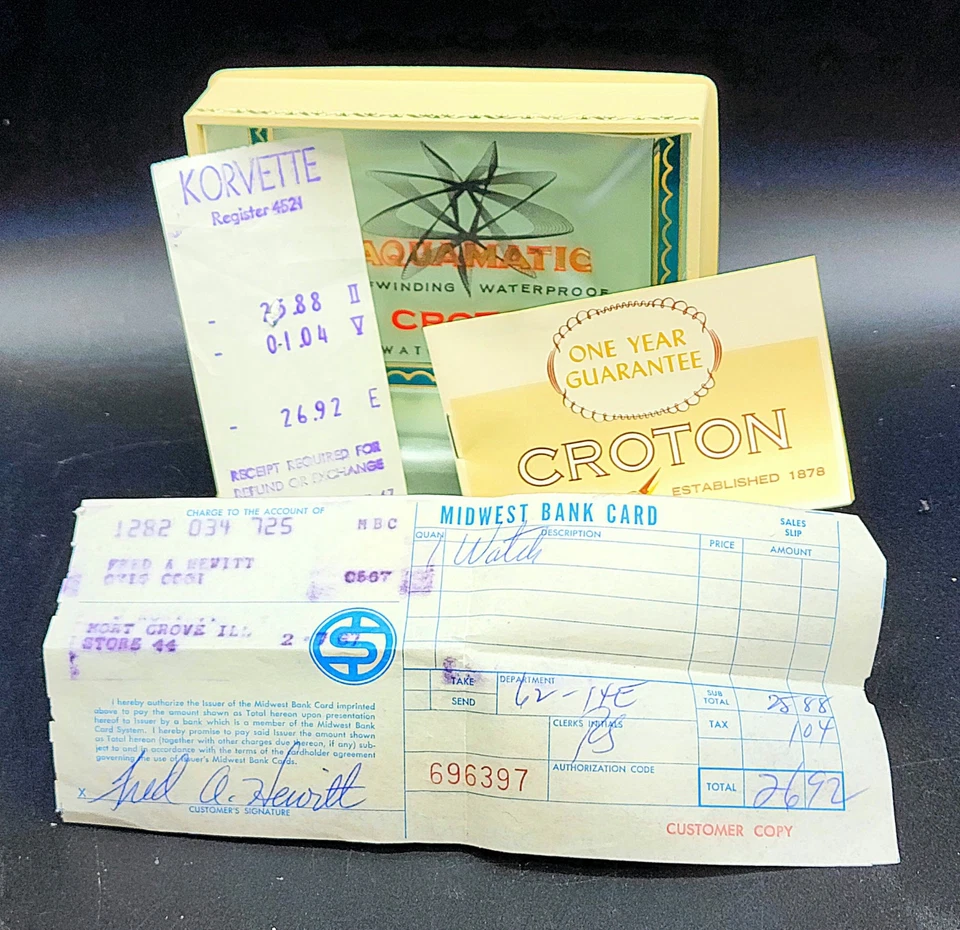 Reloj Hombre Vintage Croton "Aquamatic" 1967 ¡Con Caja Original, Papeles y Recibo!! Foto 3 de 4