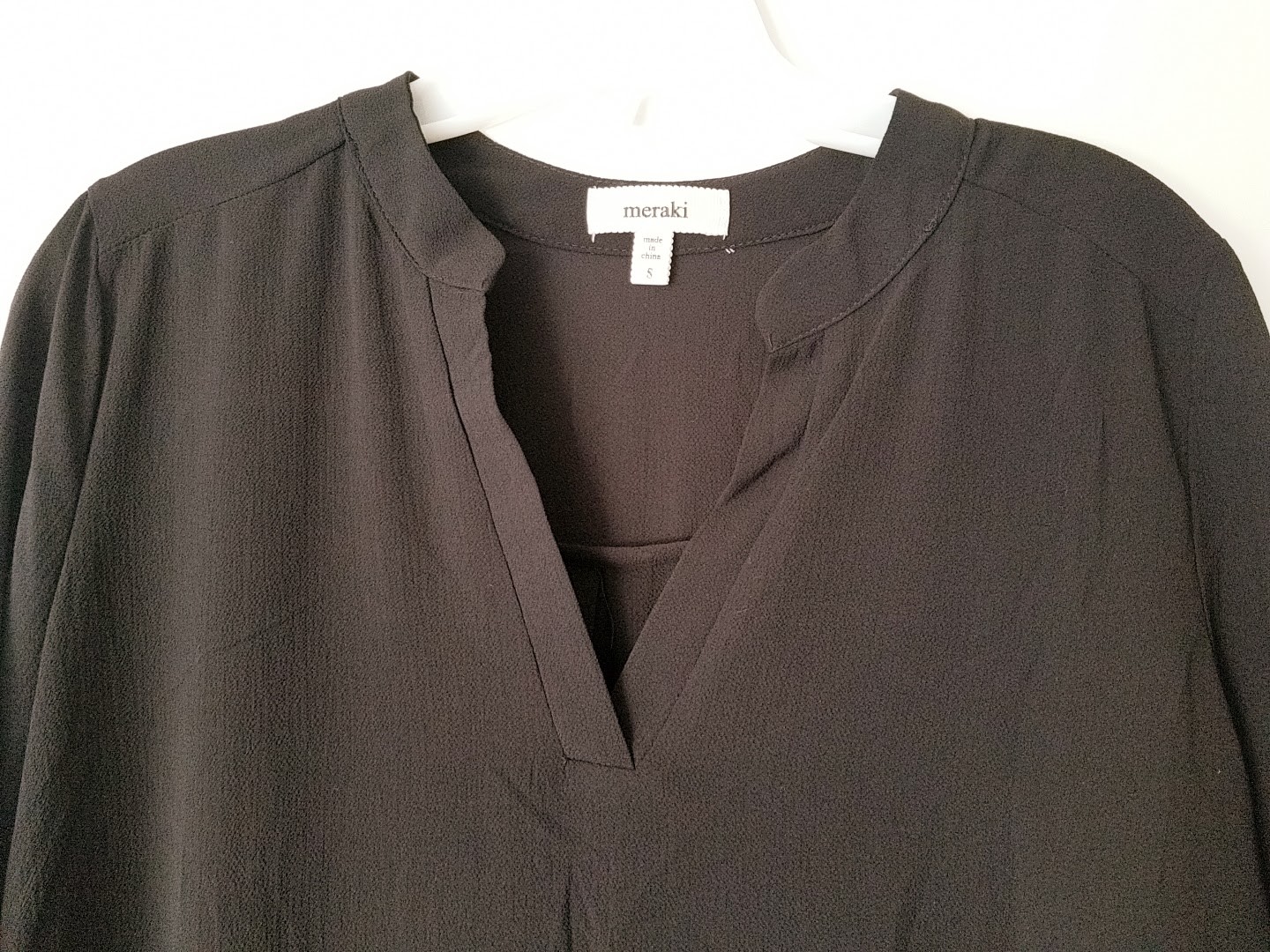 Meraki Basic Solid Sheer Black 3/4th Sleeve V Nec… - image 2