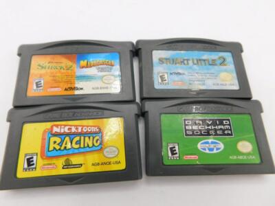4 Gameboy Advance Nicktoons Racing Stuart Little 2 David Beckham Soccer Shrek 2
