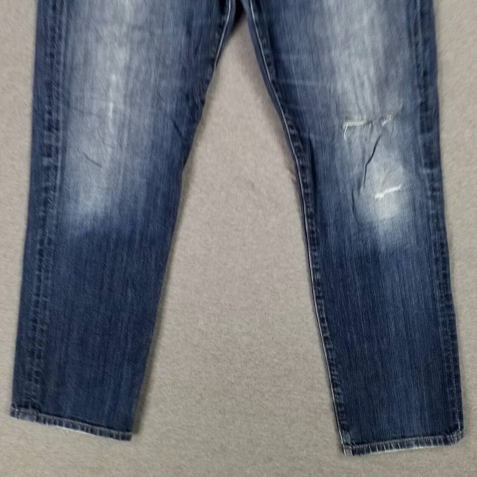 Pantalones de mezclilla rectos clásicos Lucky Brand 33x30 elásticos desgastados descoloridos usados rotos Foto 2 de 4