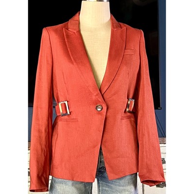 NWT New $595 Veronica Beard Baltazar Red Dickey Linen Blend Blazer Jacket 8