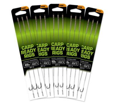 Fox Carp Ready Rigs x 3 - Wide Gape Barbless Karpfenhaken Fox-haken