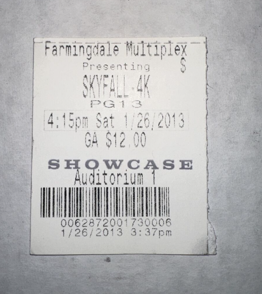 ムビチケ　スカイフォール 1/26/13 James Bond 007: SKYFALL 4K Showcase Cinema Video Movie