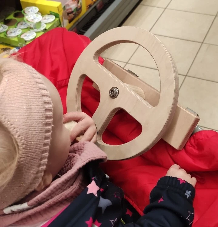 Einkaufswagenlenkrad Kinderlenkrad Holz lenkrad mit Schnellbefestigung - Bild 4 von 4