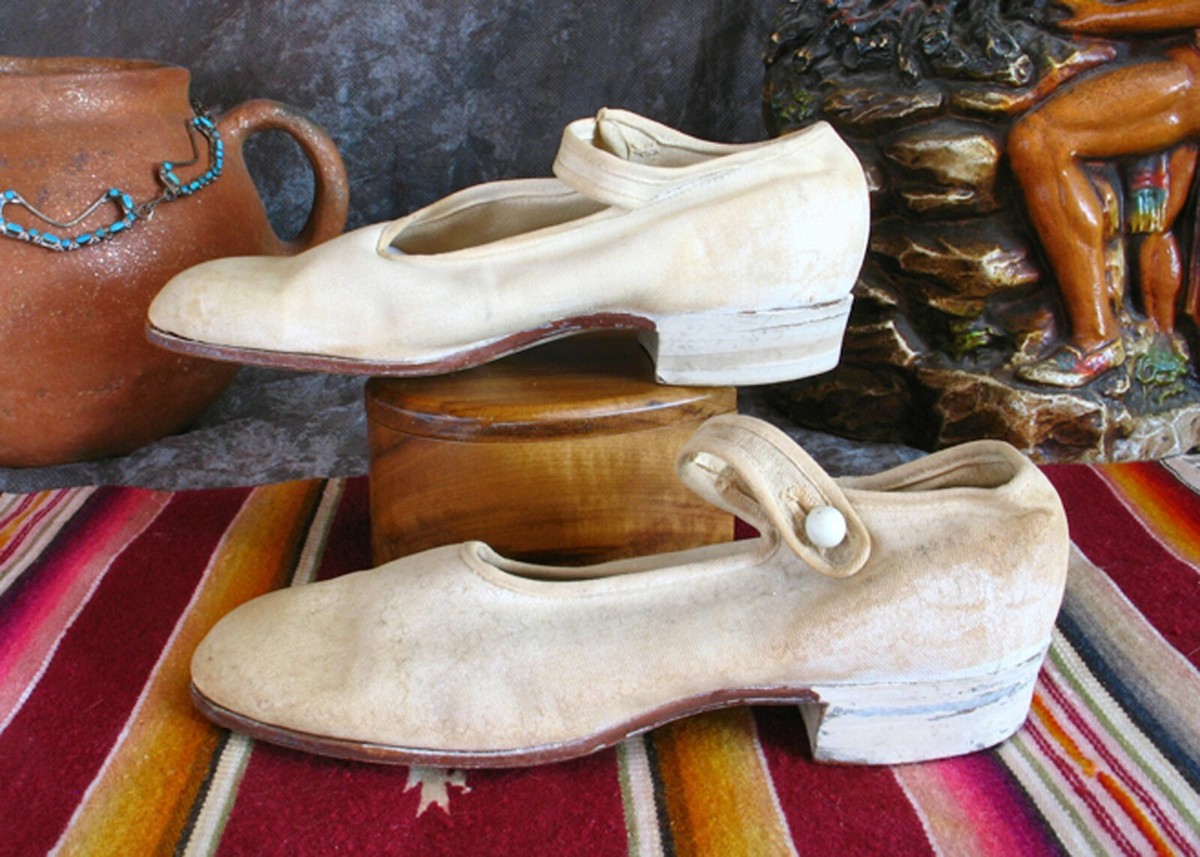 Vintage Girls Canvas Mary Jane Shoes Edwardian Victorian Shoes