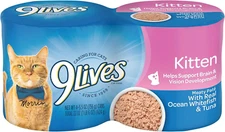 9Lives Wet Kitten Food, Meaty Paté with Real Ocean Whitefish & Tuna, 5.5 Ounce C