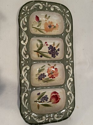 Certified International, 4 division Relish Tray by Pamela Gladding hand painted