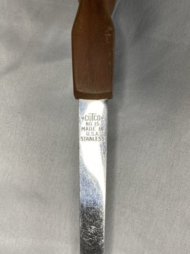 Vintage Cutco Soup Serving Ladle Brown Wood Handle Stainless Made In Usa - Picture 3 of 7
