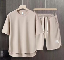 Men Short Sets Outfits Short Sleeve Muscle Tee Shorts Summer 2 Piece