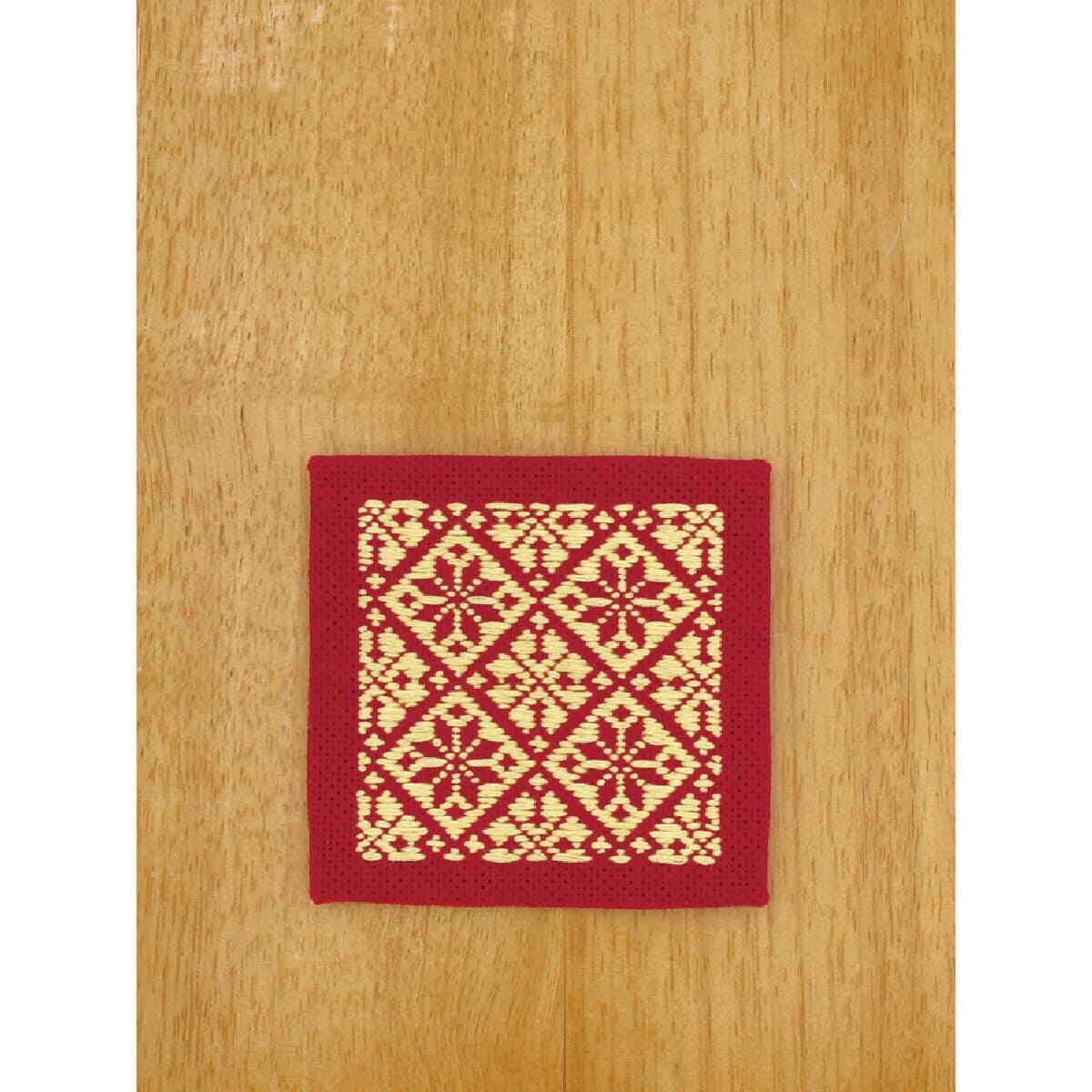 Olympus counted Kogin stitch kit ""Coaster Wine red"", 10x10cm, Original from Japa