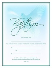 Baptism Certificate Pk of 6 - Coated Full Color
