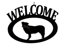 Border Collie Handcrafted Metal Welcome Sign black silhouette Made in the USA