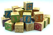 Alphabet number Wooden Blocks Large 1.75" Wood Building Learning Lot of 27
