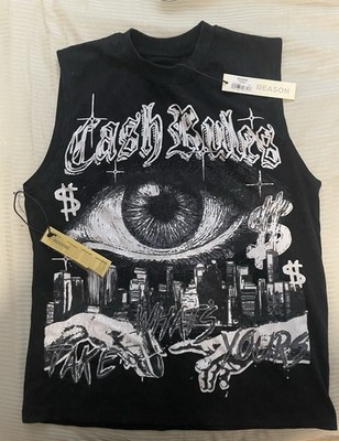 Reason Brand Sleeveless T-shirt Graphic Design Size Small New with Tags Black