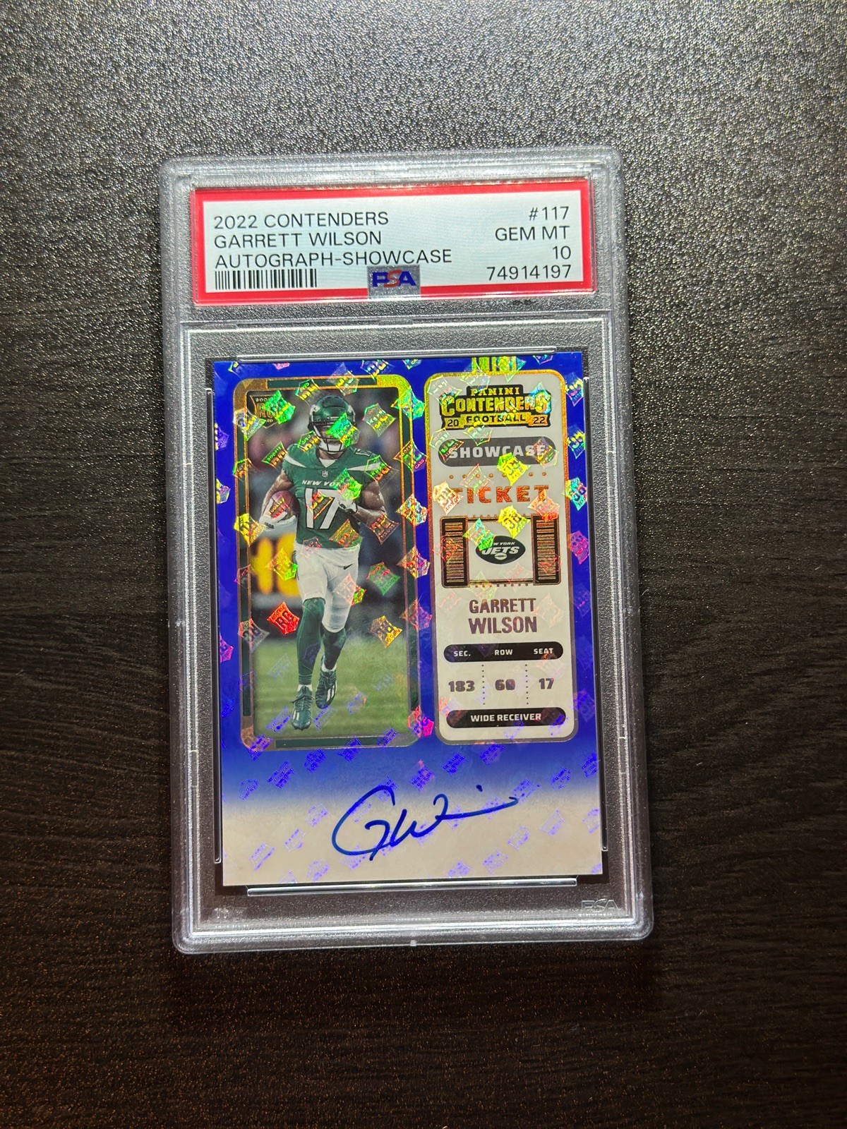 GARRETT WILSON Auto 2022 Contenders Rookie Ticket Showcase PSA 10 RC Jets #117