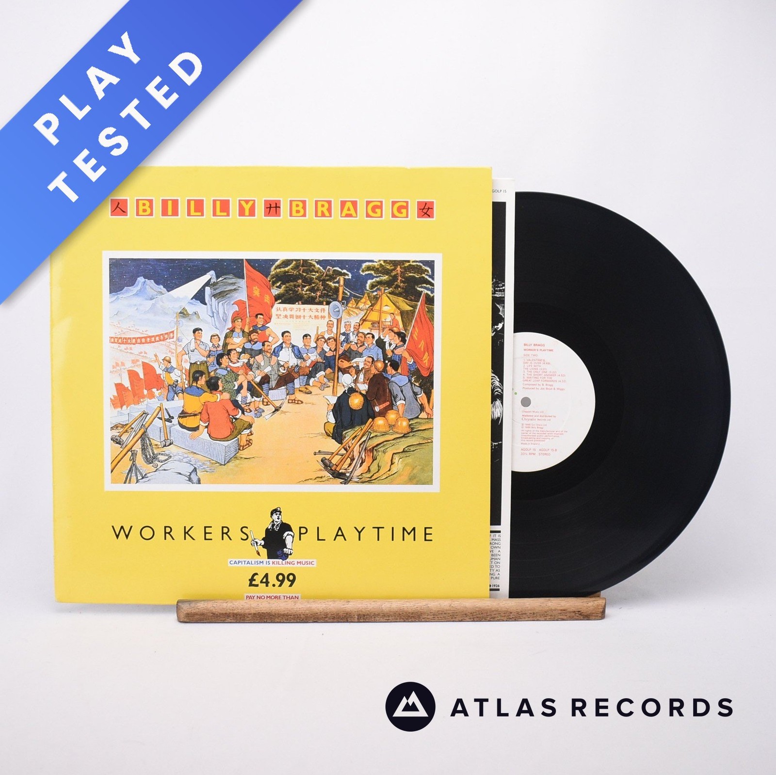 Billy Bragg Workers Playtime LP Album Vinyl Record AGOLP 15 Go! Discs - EX/VG+