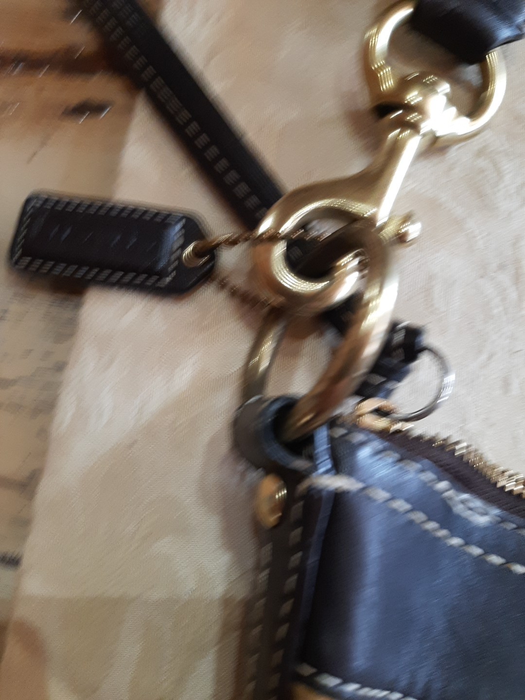 Vintage Coach Monogram Patchwork Brown Suede Gold… - image 4