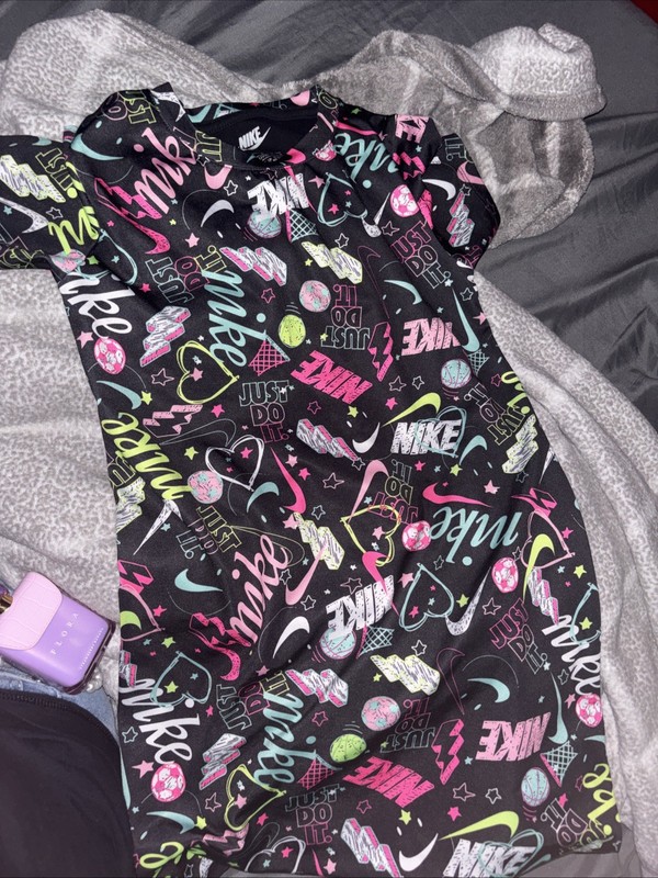 NWT Nike Black Colorful Splash Logo Print Summer Dress sz 5 6 or 6X