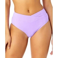 Salt + Cove Women's Juniors Ribbed V-Waist Bikini Bottom Size XS Purple Swimwear