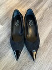AGL Lenor Black Suede Kitten Heel Pump, Patent Pointed Toe, Size 7.5M (38) — photo 7