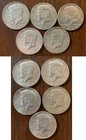 Ten Kennedy Half Dollars - 1966-1968 | 40% Silver $5.00 Face value