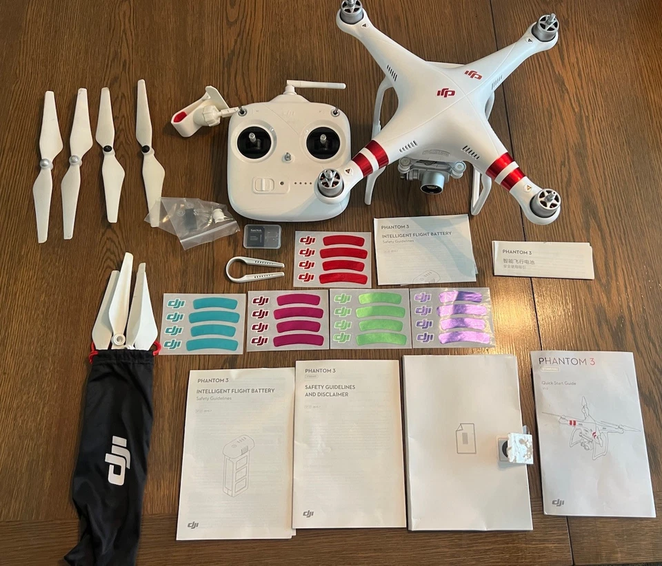 DJI Phantom 3 Cuadricóptero Estándar Cámara Drone con Control Remoto-SE VENDE COMO ESTÁ Foto 2 de 4