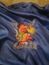 Traditional Japanese Kimono Blue Embroidered Dragon Design Cultural Clothing