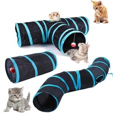 1pc Foldable Cat Play Tunnel 5-Type with Crinkle Toy for Indoor Pets - NEW
