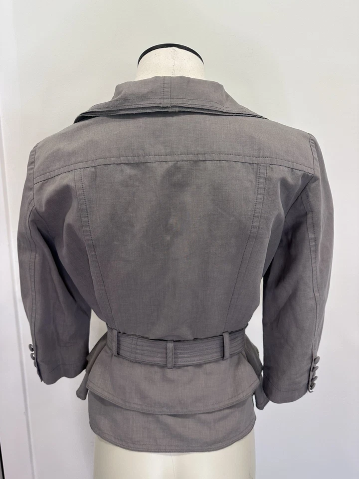 Robert Rodriguez Cuello Redondo Manga 3/4 Algodón Lino Mezcla Cintura Corbata Camisa Foto 2 de 4